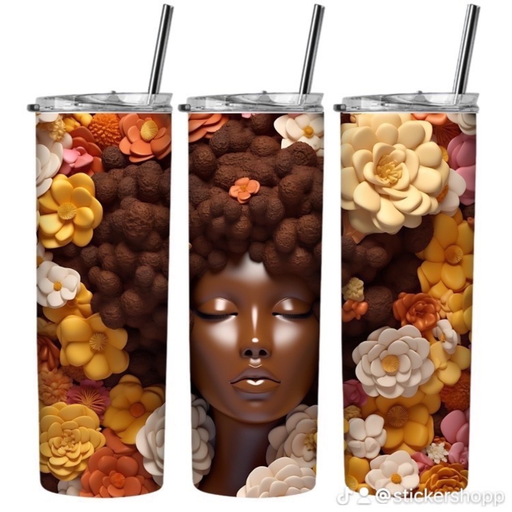 2 Sublimation Tumbler Wraps Ready To Press Transfers - Black Melanin Que…